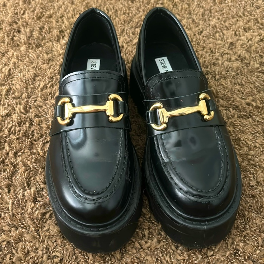 Black Steve Madden leather chunky loafers women’s size 7.5